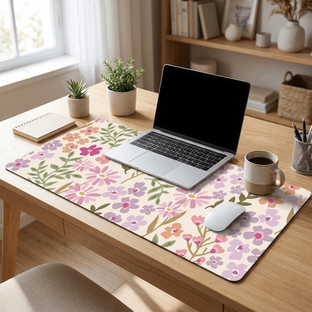 Gaming Desk Mat - 얼룩 방지 대형 꽃무늬 데스크 패드