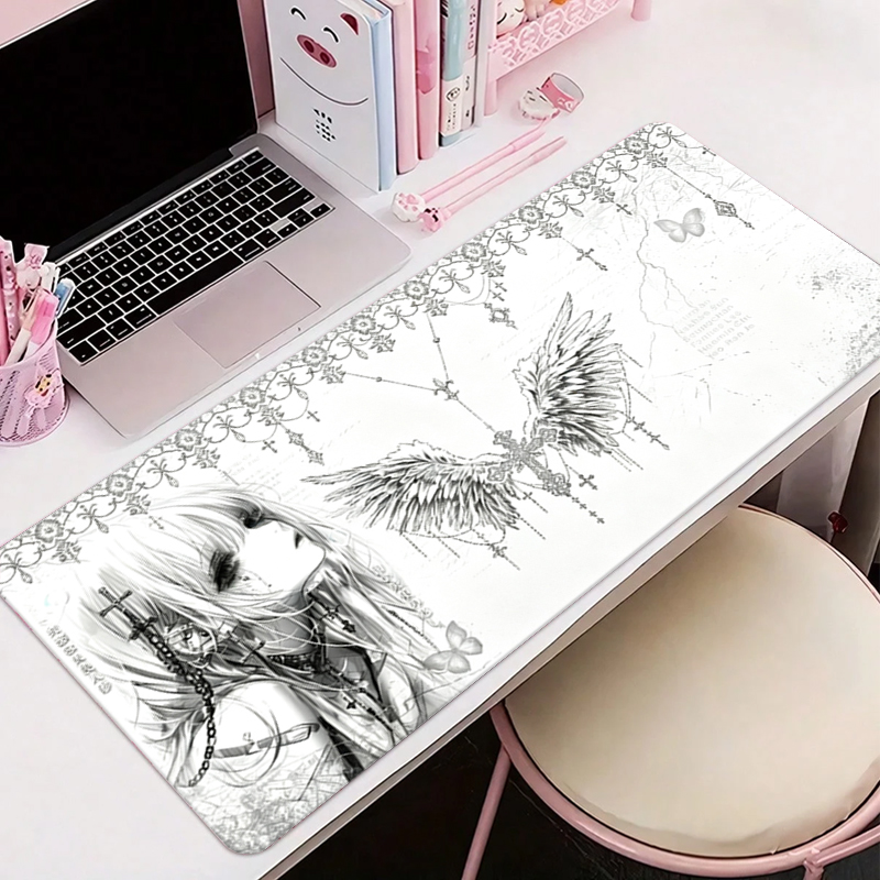 Gaming Desk Mat - 가죽 마우스 패드 블랙 화이트 애니메이션