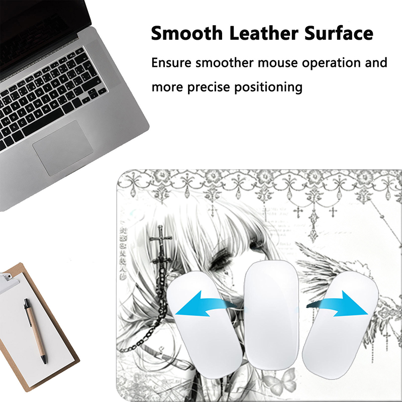 가죽 마우스 패드 블랙 화이트 애니메이션 미학 천사 소 - Gaming Desk Mat 리뷰 및 가격